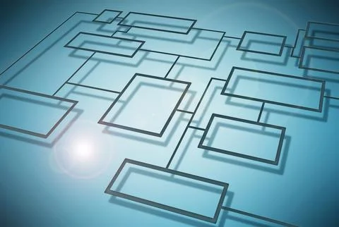 Connectivity, flowchart and diagram on internet, data or futuristic technology Stock Illustration