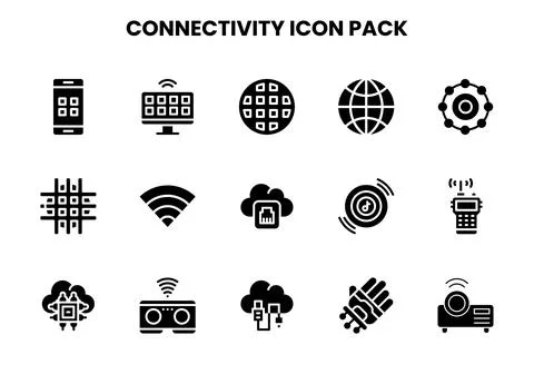 Connectivity Glyph Graphics Icons Pack Illustrazione stock