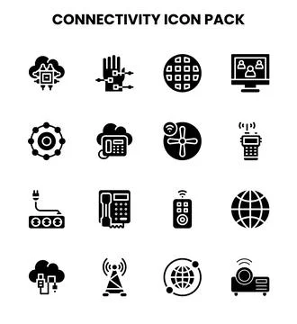 Connectivity Glyph Icons Pack Stock Illustration