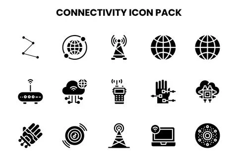 Connectivity Glyph Vector Icons Pack Stock Illustration