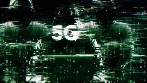 Connectivity Icon on Hack Screen and data matrix simulation with futuristic Stock Footage 320895818