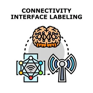 Connectivity interface labeling for digital communication Stockillustratie