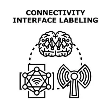 Connectivity interface labeling for digital communication Stock Illustration