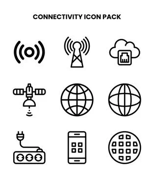 Connectivity Line Design Icons Pack Stock-Illustration