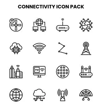 Connectivity Line Design Icons Pack Stock Illustration