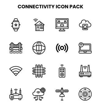 Connectivity Line UI Icons Pack Stock Illustration