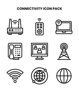 Connectivity Line UI Icons Pack Stock Illustration