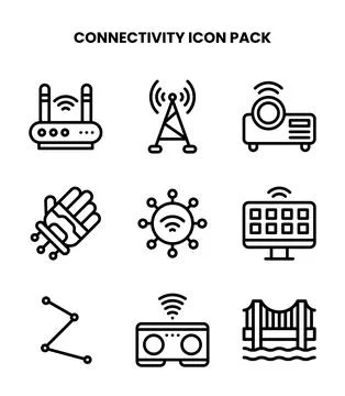 Connectivity Line UI Icons Pack Stock Illustration