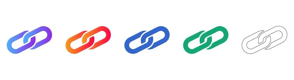 Connectivity Link Icons in Gradient and Line Styles 스톡 일러스트
