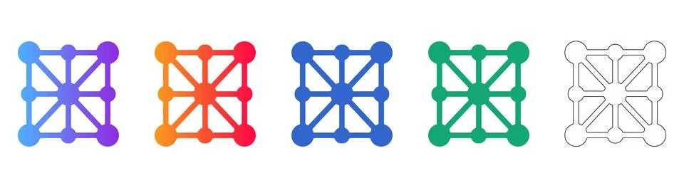 Connectivity Node Grid Icons in Gradient and Line Art Illustrazione stock