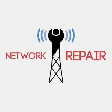 Connectivity problems solutions - conceptual logo icon design Stock Illustration