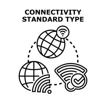 Connectivity standard type concept for global network communication Stock Illustration