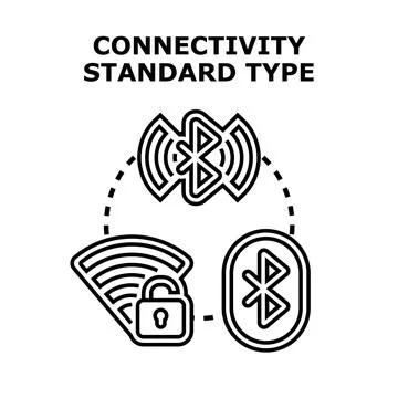 Connectivity standard type concept wireless technology sharing Stock Illustration