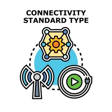 Connectivity standards and types for network technology Stock Illustration