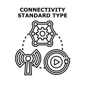 Connectivity standards and types for network technology Stock Illustration