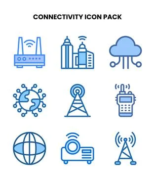 Connectivity Two Colour Bundle Icons Pack 库存插图