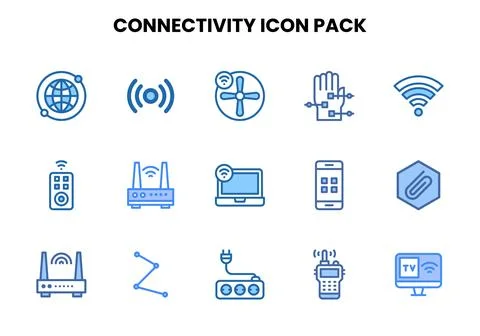Connectivity Two Colour Collection Icons Pack Stockillustratie
