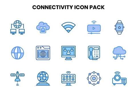 Connectivity Two Colour Icons Pack Stock Illustration