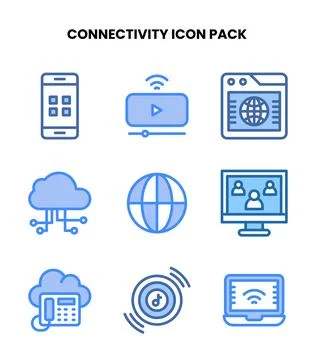 Connectivity Two Colour Scalable Icons Pack Stock Illustration