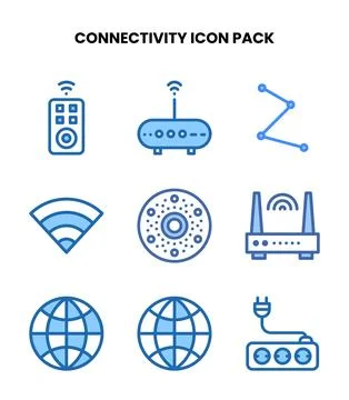 Connectivity Two Colour UI Icons Pack Stock Illustration