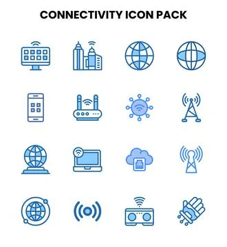 Connectivity Two Colour Vector Icons Pack Stockillustratie