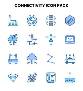 Connectivity Two Colour Vector Icons Pack Stock Illustration