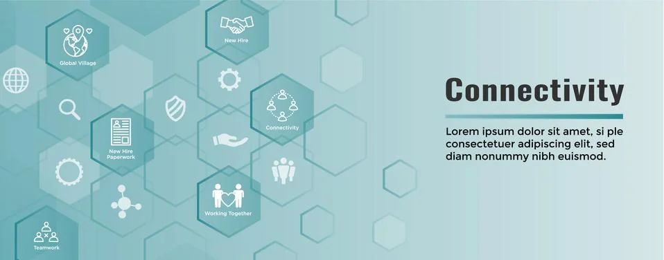 Connectivity Web Header Banner with Togetherness, Connectnedness and Collabor Stock Illustration