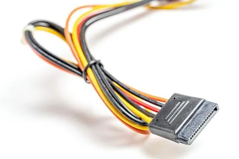 Connector computer wires multicolored on white background Stock Photos