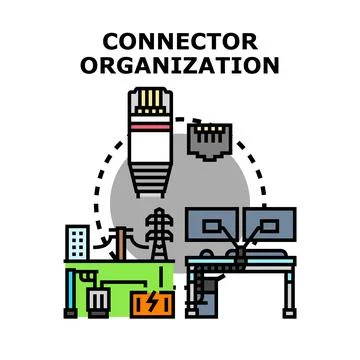 Connector organization illustrating global network communication system Illustrazione stock