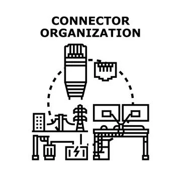 Connector organization illustrating global network communication system Stock Illustration
