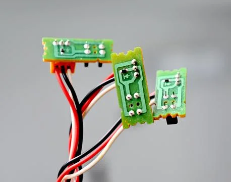 Connectors of computer or of other electronic devices close up Stock Photos