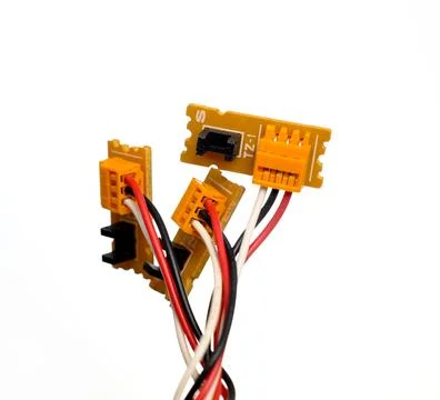 Connectors of computer or of other electronic devices close up Stock Photos