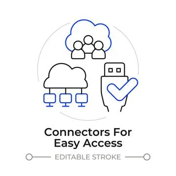 Connectors for easy access duotone line art concept icon Stock Illustration
