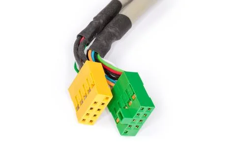 Connectors at end of computer cable for connecting external devices Stock Photos