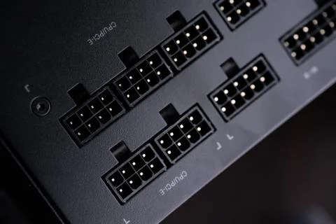 Connectors on the power supply from the computer Stock Photos