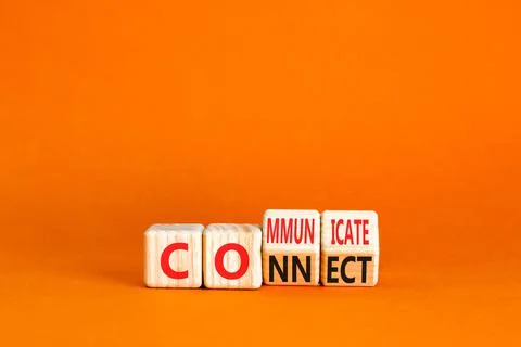 Connnect or communicate symbol. Concept word Connnect or Communicate on woode Stock Photos