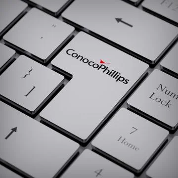 ConocoPhillips logo notebook keycap 3d illustration stock market editorial Stock Photos
