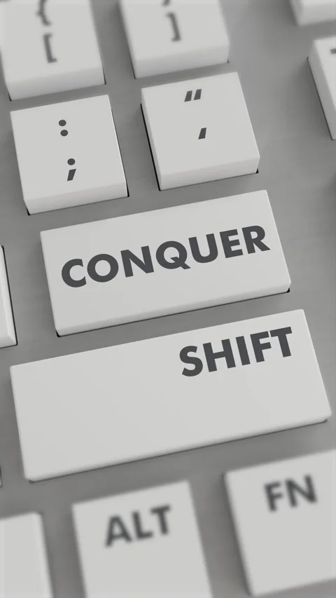 CONQUER BUTTON PRESSING ON KEYBOARD Vertical Video Stock Footage 302439730