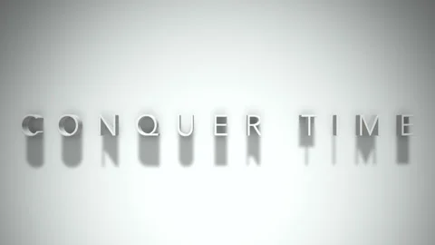 Conquer time 3D title animation white text on a white background Stock Footage 299381107