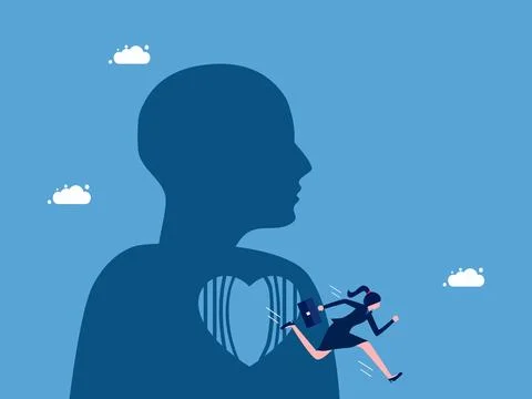 Conquer yourself and escape from a safe area. Businesswoman escapes from pris Stock Illustration