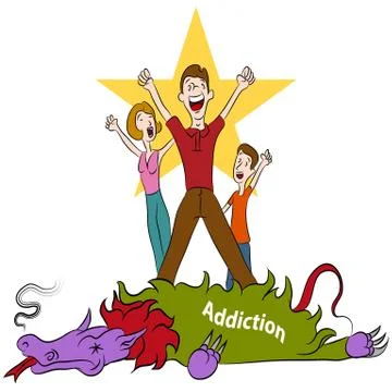 Conquering addiction Stock Illustration