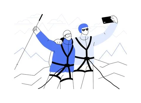 Conquering the peak isolated cartoon vector illustrations. Stock Illustration