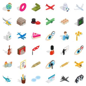 Conquest icons set, isometric style Stock Illustration