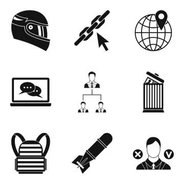 Conquest icons set, simple style Stock Illustration