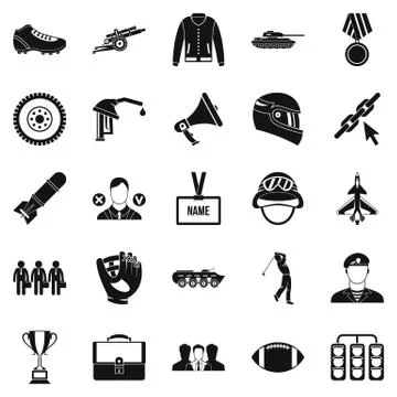 Conquest icons set, simple style Stock Illustration