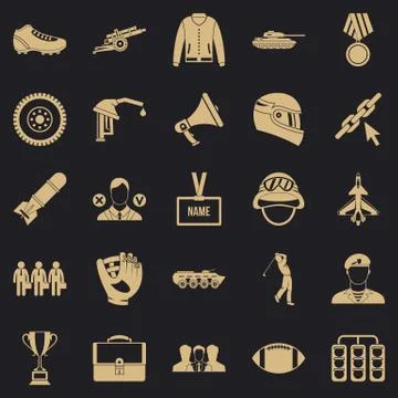 Conquest icons set, simple style Stock Illustration