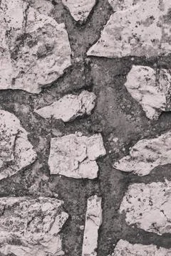Conrete Wall Structure with Rocks Wall - Outdoor Background Stock Photos