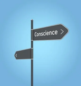 Conscience nearby, dark grey road sign Stock Illustration