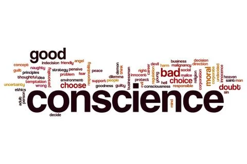 Conscience word cloud concept Stock Illustration
