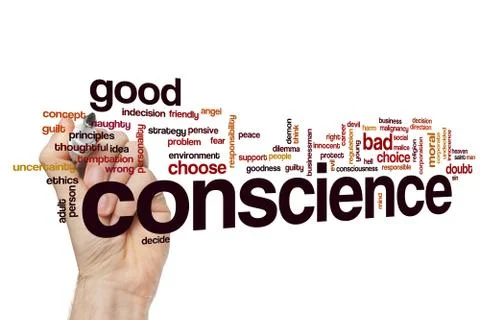 Conscience word cloud concept Stock Illustration